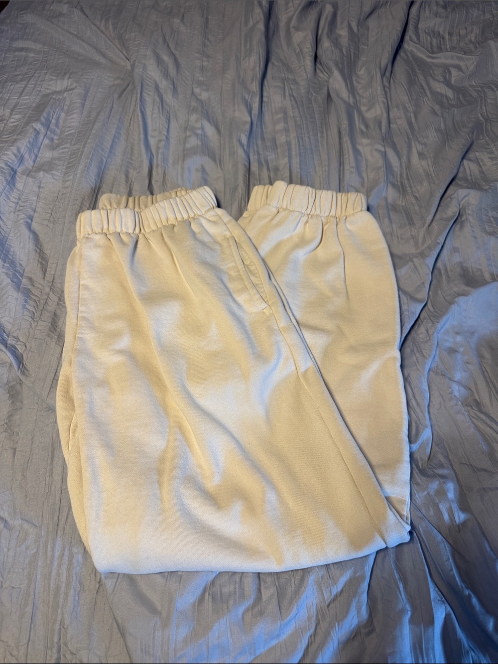 Brandy Melville Cream Elastic-Waist Sweat Pants